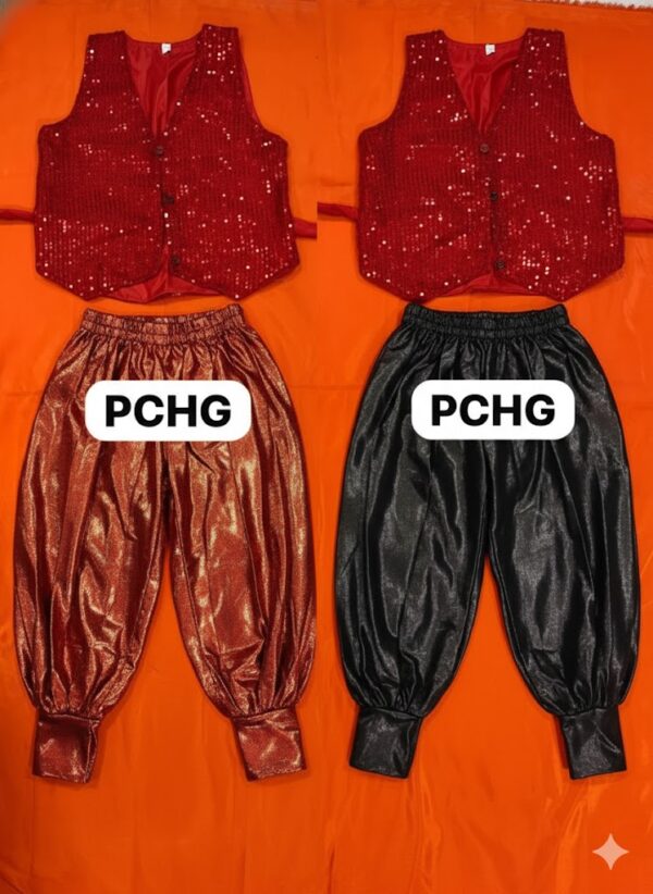 Red Sequin Vest with Bronze Harem Pants Girls & Boys